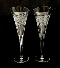 Waterford Crystal SPIRIT of AMERICA Flag Champagne 2 Flutes Made In Italy W/Box