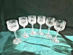 Set of 6, 5″ Metropolis Tesar Modern Bohemian Floral Wine Glasses