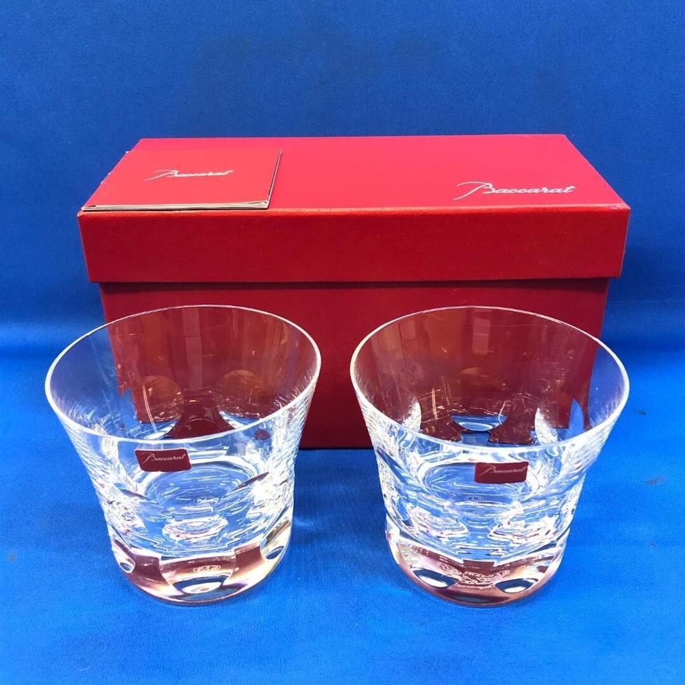 * Baccarat Beluga Tumbler Crystal rock pair Glasses with Box