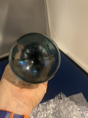 Vintage Iridescent Indiana Harvest Grape Blue Carnival Glass Wine Goblet