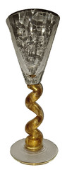 8.5″ Union Street Art R. Guy Corrie Gold Spiral Stem Crackled Glass Wine Goblet