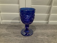 MADONNA INN Blue Irredescent 6” Water Glass With Lettering