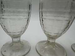 Set Of 3 vintage Indiana Whitehall Colony Cubist clear footed iced tea tumblers