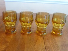ANCHOR HOCKING GEORGIAN AMBER 12 OUNCE FLAT TUMBLERS LOT OF 4