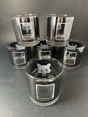 Whiskey Tumbler Low Ball Glass With Fox Motif Textured Weighted Base
