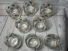 VTG Mid Century Modern Libbey Nordic pattern Glass Tumblers Barware Lot of 8 MCM
