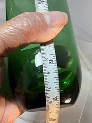 6-VTG MCM EMERALD GREEN TOM COLLINS GLASSES W GOLD LEAF RIM DESIGN
