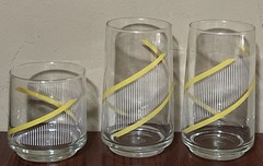 3 George Briard Crisa MCM Yellow & White Helix Drinking Glasses