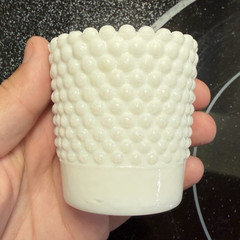 Vintage White Milk Glass Hobnail Toothpick Holder 2.75 in Tall, 2.5 in Diameter