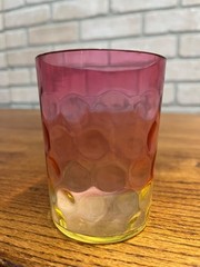 Scarce Antique Hobbs Inverted Thumbprint Amberina / Rubina Verde Glass Tumbler