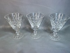 Vintage 3 Waterford Crystal Adare Claret Wine Glasses Old Acid Stamp