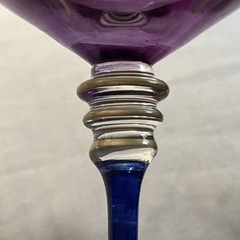 2 Romania Euroglass Wine Goblets Multicolor Purple Blue Orange Gold Hand Painted