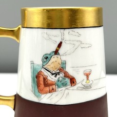 Victorian MR TOAD WIND IN THE WILLOWS Anthropomorphic Frog STEIN MUG Handpainted