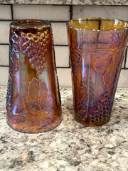 Indiana Carnival Glass Tumbler, Marigold, Amber Harvest, Grape, Vintage 5 3/4”