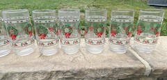 Vintage 8 Holiday Victorian Christmas Drinking Glasses 16 oz Indiana Glass