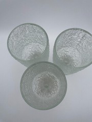 Indiana Glass Crystal Ice Tree Bark Textured Footed Water Goblets S/3 10oz B32