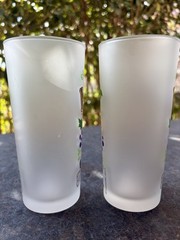 Two Catstudio NAPA CA Frosted 16 oz Glass Tumbler Highball Barware Landmarks 6”