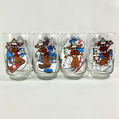 Rare Vintage 7UP Canada Reindeer Tumblers Glasses Set/4 Dominion Glass