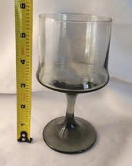 Vintage Libbey Impromptu Wine Glasses Smoke Gray Stemware Footed 1970s MCM Lot 4
