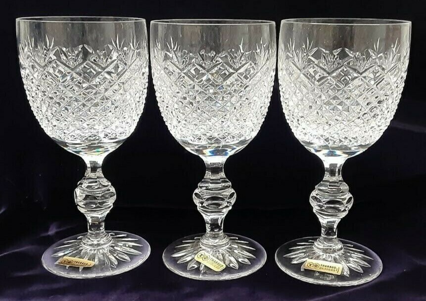 Tharaud Designs Diamond & Fan Water Goblet Set of 6 – Hand Cut