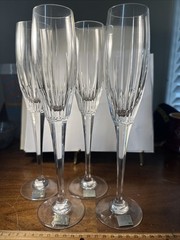 Mikasa Arctic Lights Champagne Flutes Set of 4 Crystal Slovenia Yugoslavia New