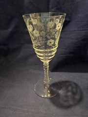 Libbey Rock Sharpe Crystal No. 3005-6 Cut Floral 7 7/8″ Water Goblet
