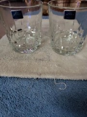 Set of 2 Lady Victoria Crystal Stemware Rock Glasses. Chantelle France (Bin#17)