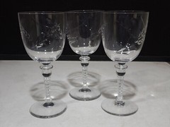SET OF 3- Glastonbury Lotus HARVEST Cut 7.5″ WATER OR WINE Glasses