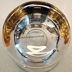 Anthropologie Bistro Tile Monogram “B” Old Fashioned Glass 24K Gold Rim