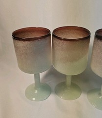 VTG Murano Style 4 Wine Glasses Barware Handcrafted Handblown Mexico? Italy?