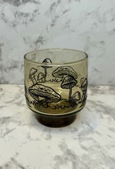 VTG Merry Mushroom Style Glasses Smoked Tawny Amber Lowball Rocks Set of 4