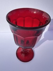 VTG Viking Arlington Ruby Red Goblet 7” Paneled Cathedral Arch Wine Water Glass