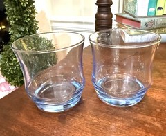Vintage Rocks Glasses Whiskey Lowball Barware Juice Libbey Impromptu Azure Blue
