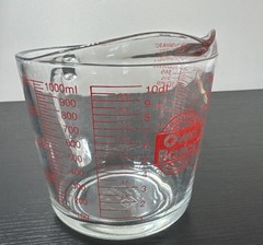 Vintage 4 Cup 1 Qt Anchor Hocking Glass Red Measuring Cup Oven Basics No. 499