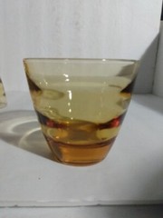 6 Vintage MCM Hazel Atlas WATERFALL Amber Vintage Cordial Juice Glasses Bee Hive
