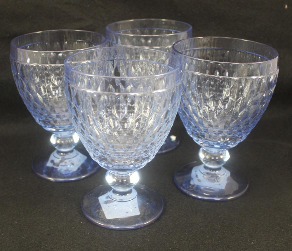 Villeroy and Boch Crystal Boston Blue Set of Four Water Goblets