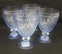 Villeroy and Boch Crystal Boston Blue Set of Four Water Goblets