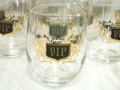 1 Vintage VIP Gold Crest 14 Oz Cooler Glass Tumbler Barware More Available