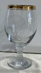 Vintage Valencia Set Of 6 Wine Glasses, Hand Decorated 24K Gold Rim 10 Oz