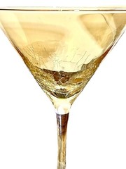 CRACKLE Amber Golden Luster Martini Glasses (Set of 2) Beautiful Condition!