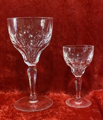 Pair Of Cut Crystal Wine glass & Cordial Glass Stunning! Josair Crystal..