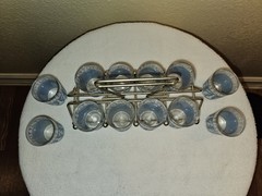 12 Jeanette Hellenic Jasperware Shot Glasses With Caddy