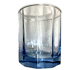 Six Anchor Hocking Reflections Blue ESSEX Dbl Old Fashioned Tumblers 10-panel