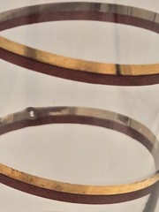 Pier 1 Reddish Brown/Gold Swirline Hand Blown 9″ Flutes Set Of 2 Discontinued