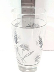 VTG 60s MCM 3 Libbey Frosted Silver Wheat & Wildflowers 12 oz Tumbler Glasses