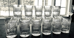 11 Val St. Lambert Crystal Tumblers from 1950s in VAS 11 Pattern; 4.75″ ; MINT