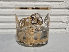 Culver Ltd 22k Gold Mushroom Lowball Cocktail Glass Vtg Mid Century MCM Signed
