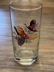 Vintage Libbey Flying Pheasant Tumbler Glass 5.5″ tall