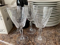 Vintage Cherbourg French Lead Crystal by WM Dalton lot of 4 Wine Glasses France