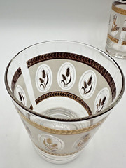 Vintage Dominion Glass MCM Wheat – Gold – Frosted High Ball Glass – Set of 6